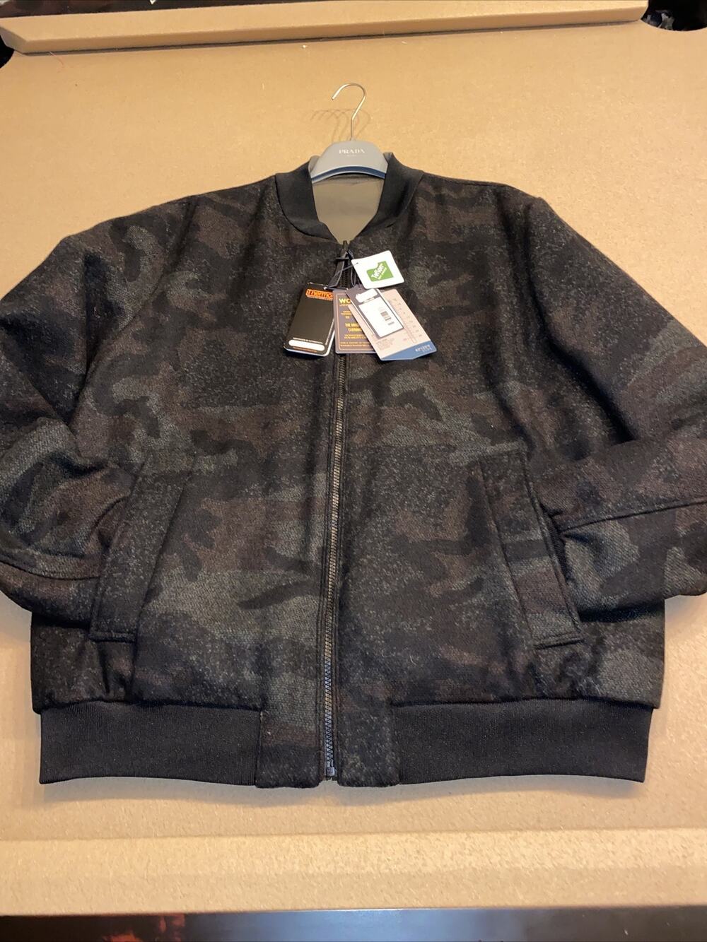 Woolrich John Rich & Bros Cruiser Bomber Jacket Camo-Green Reversible Mens XL